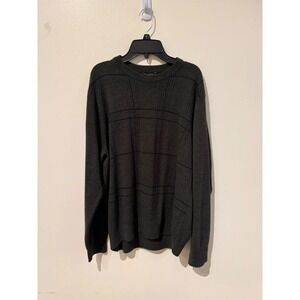 Dockers Dark Green Grid Knit Crew Neck Sweater Mens XL